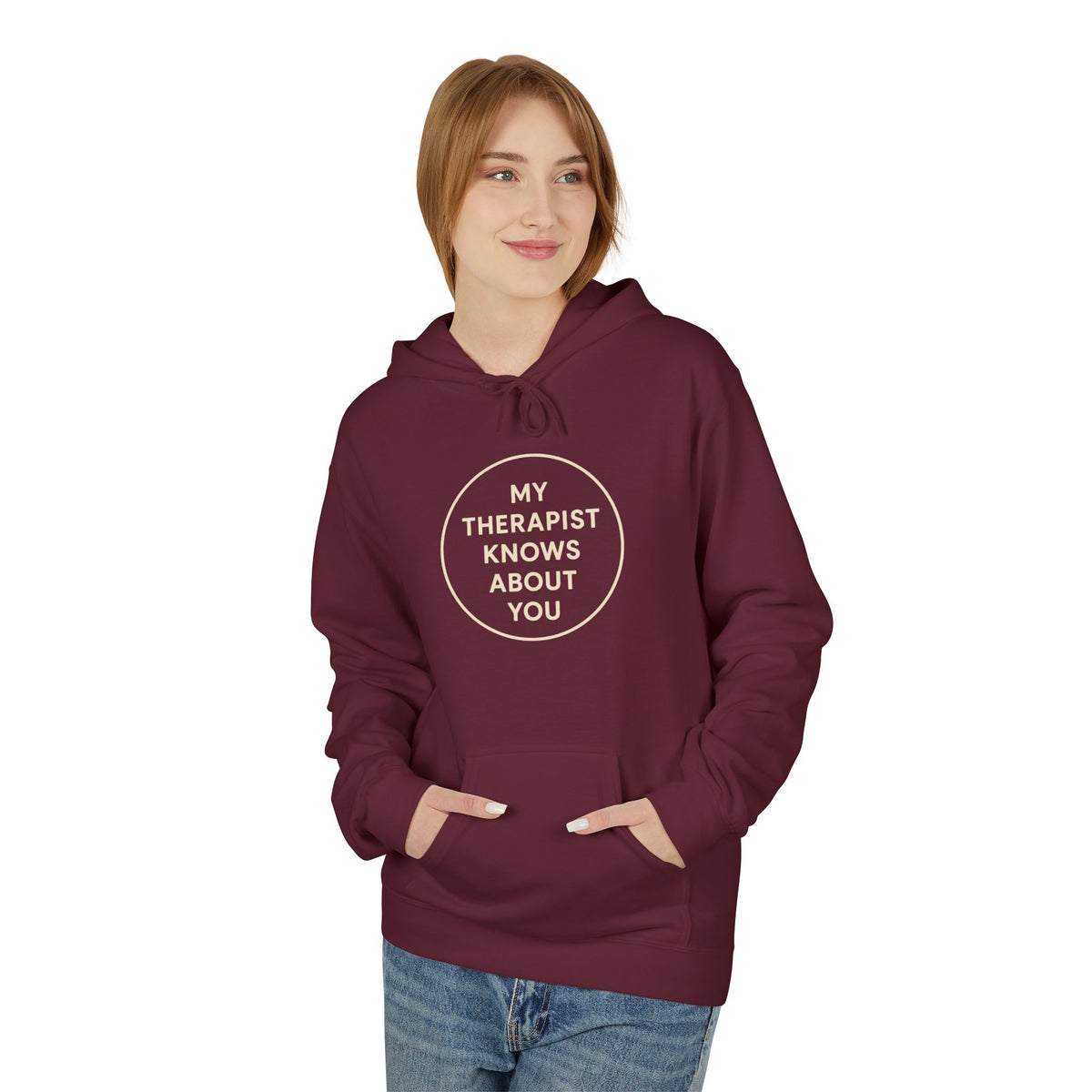 Therapist Knows About You Hoodie — Minimalist Circle Graphic Mental Health Support Pullover
