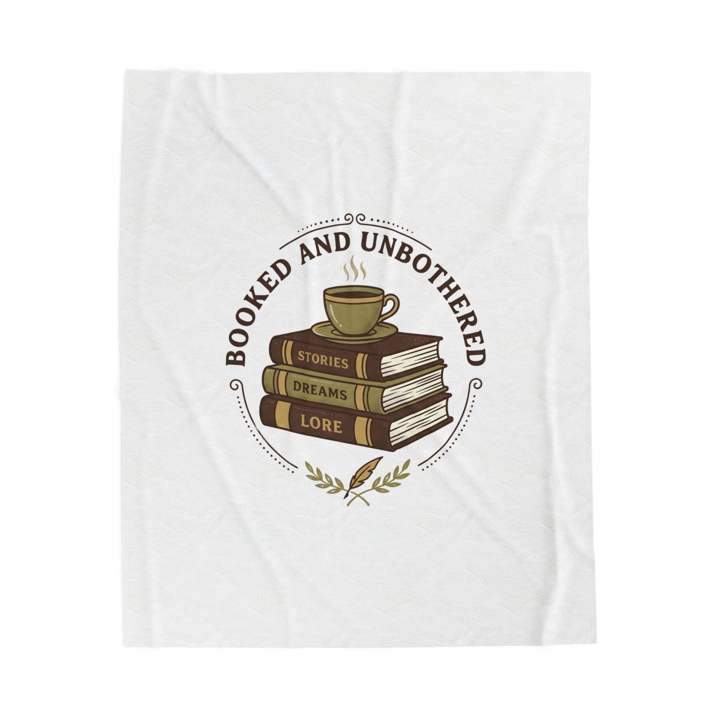 Bookish Stack 'Booked and Unbothered' Velveteen Plush Blanket | Cozy Reader, Dark Academia